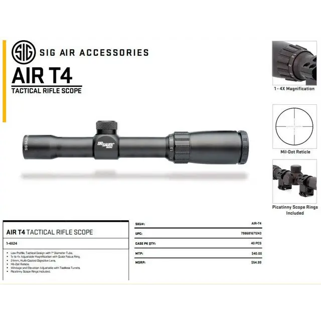 トイガン SIG SAUER AIR SCOPE 1-4X24 AIR-T4 SIG AIR T4 1-4X24MM SCOPE