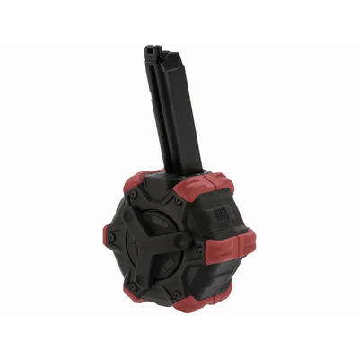 AW Custom Drum Magazine for Elite Force GLOCK Gas Blowback Airsoft Pistols Red and Black