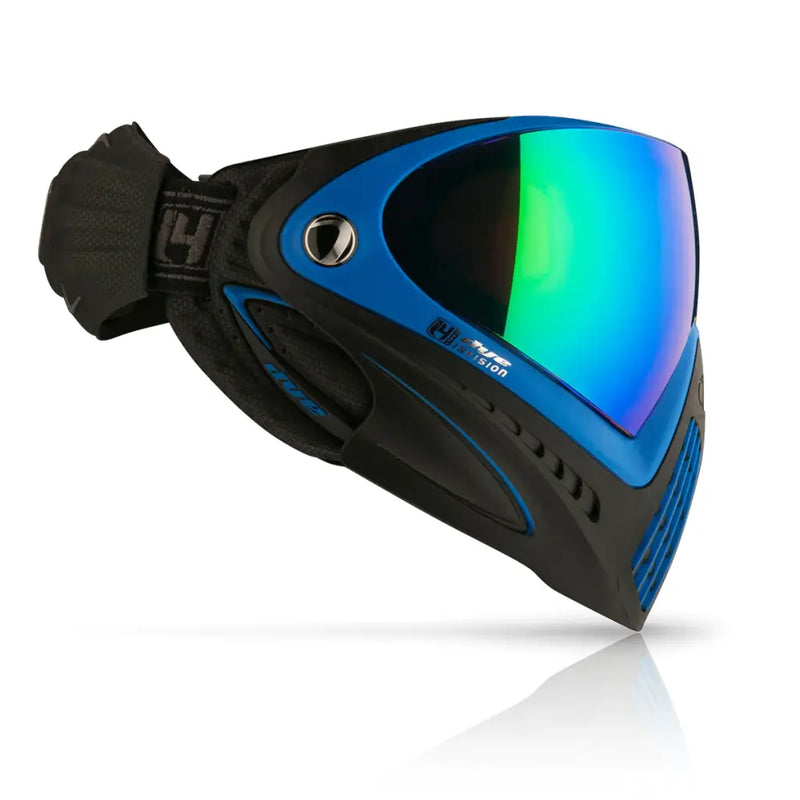 DYE i4 PRO Paintball Airsoft Full Face Mask Seatec Black Blue Chameleon Lens with i5 strap