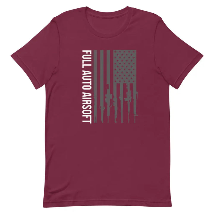 Full Auto Airsoft Flag Shirt - Maroon / XS