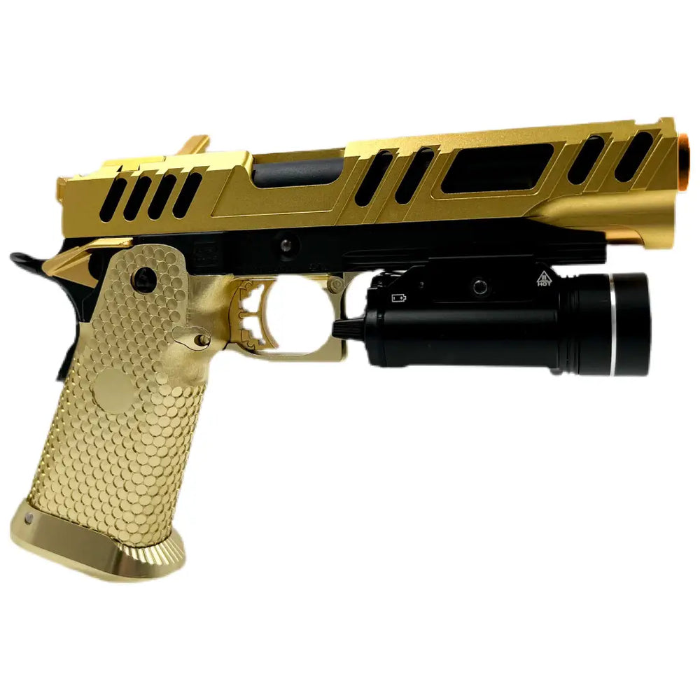 Full Auto Custom “King Midas” Tokyo Marui Hi Capa Gold Airsoft Masterpiece LA Capa Customs Airsoft Pistol Flashlight