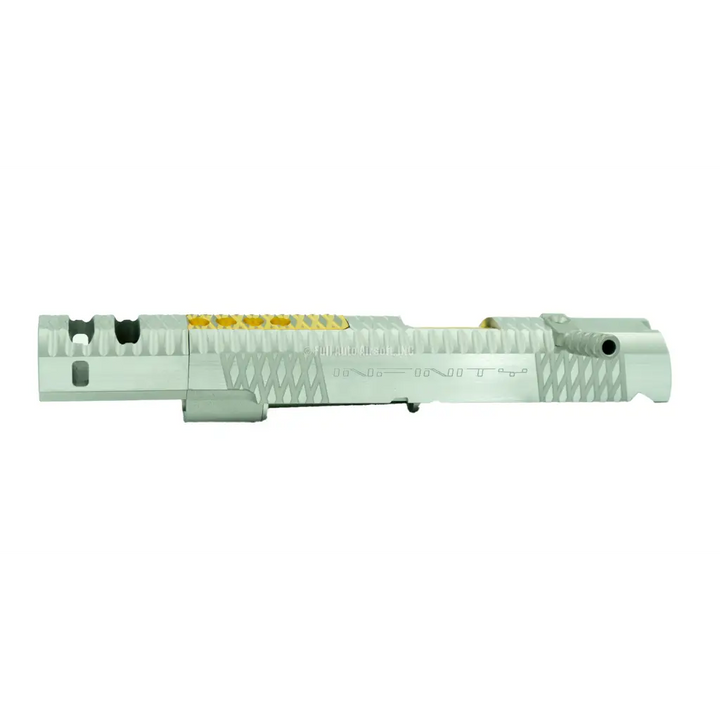 Gunsmith Bros CNC Aluminum IMM Curve Top Rhombus Open Slide Kit Silver and Gold Design Hi-Capa