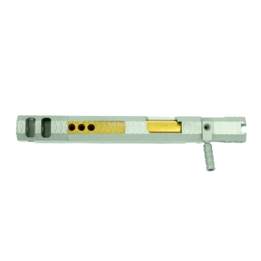 Gunsmith Bros CNC Aluminum IMM Curve Top Rhombus Open Slide Kit Silver and Gold Design Hi-Capa