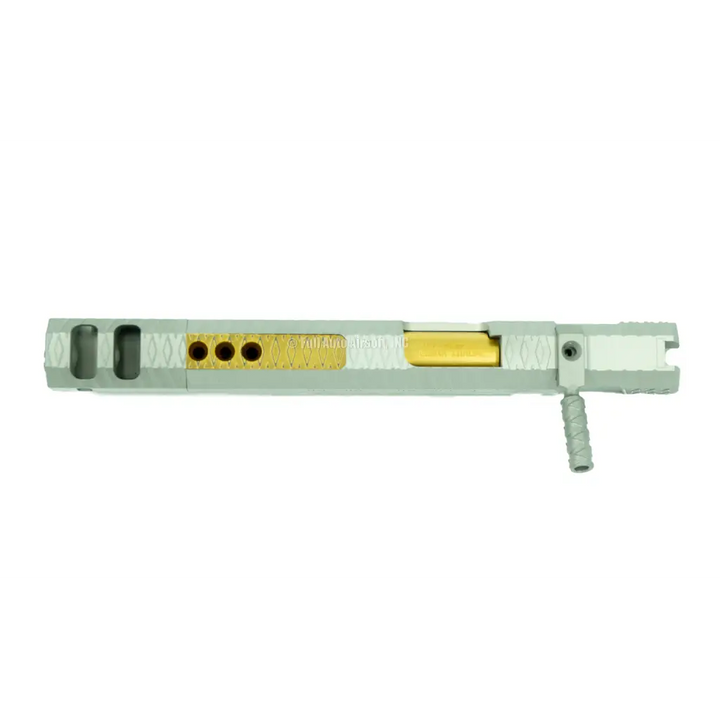 Gunsmith Bros CNC Aluminum IMM Curve Top Rhombus Open Slide Kit Silver and Gold Design Hi-Capa