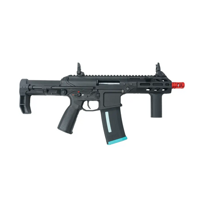 KWA Original EVE-4 Airsoft AEG Rifle Adjustable FPS PTS Stock VM4 Gearbox Black with Blue Magazine