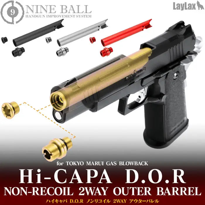 Laylax 5.1 Non-Recoiling 2-Way Outer Barrel for Tokyo Marui Hi-Capa Airsoft Pistols Install Variant
