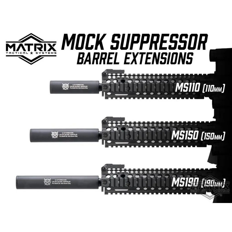 Matrix Airsoft Mock Suppressor / Barrel Extension 30 x150mm  size
