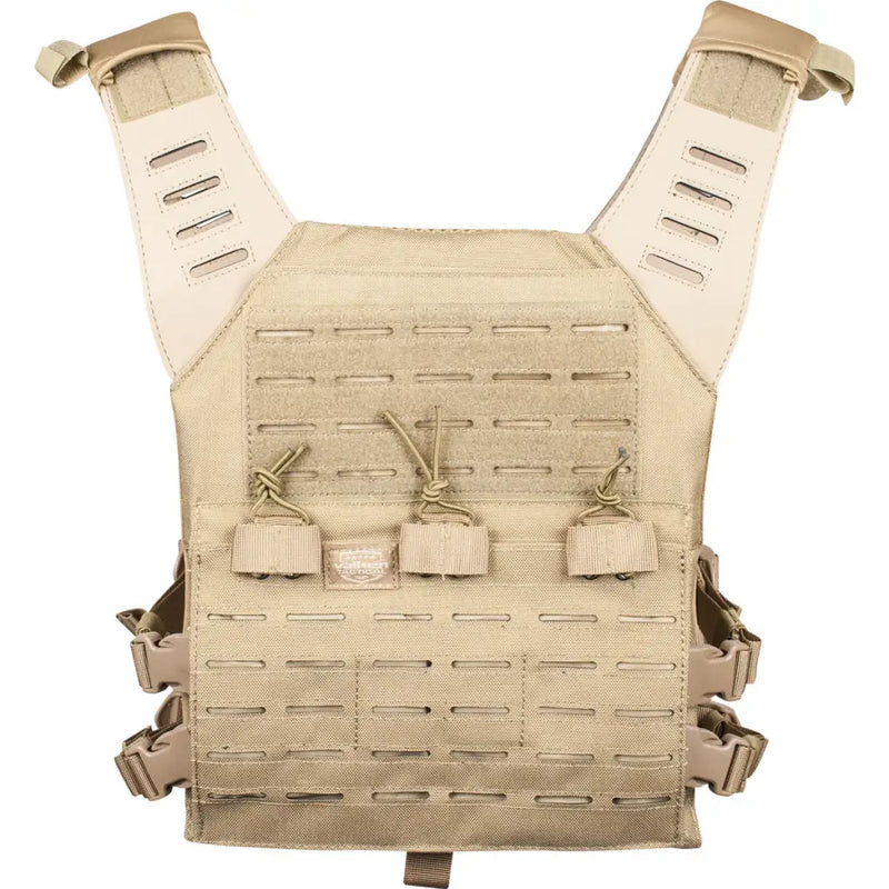Valken Laser Cut MOLLE Plate Carrier w/ Integrated Mag Pouches Tan FDE